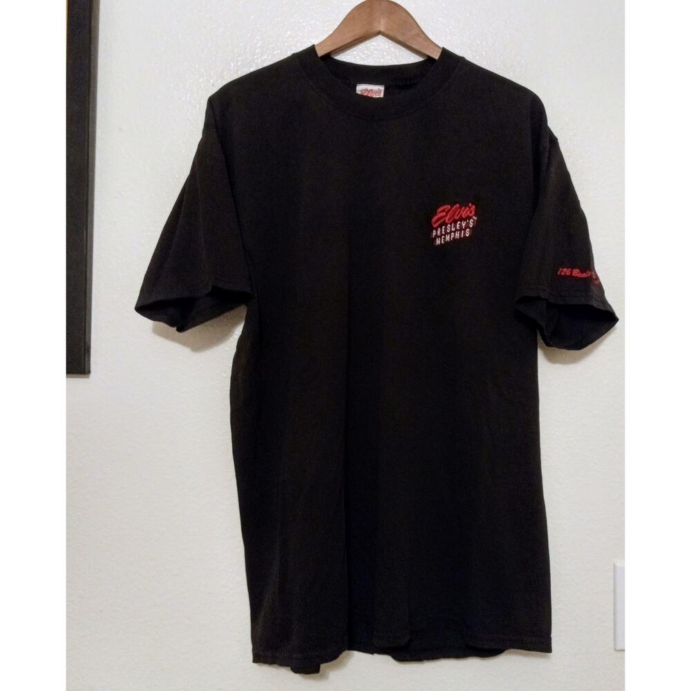 Vintage 90s Elvis Presley’s Memphis Embroidered Tee Dry Rot Distressed As Is XL